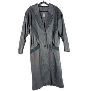 Vintage Marco Morani Long Leather Trench Coat Size L